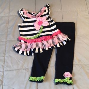 Rare Editions Pink Flower Outfit Size 12 Months